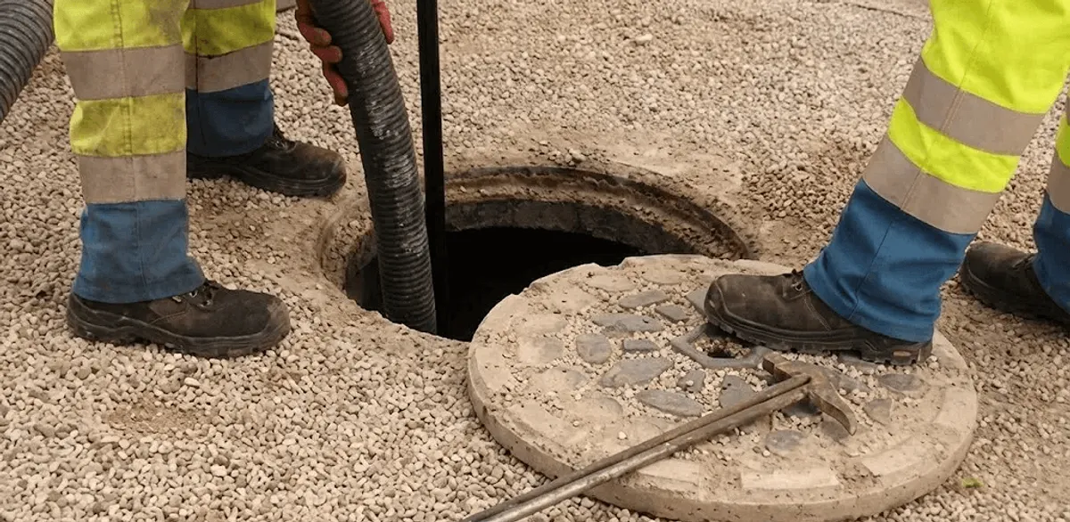 Drain cleaning crew clearing a sewer access point with professional equipment in Cape Coral, FL