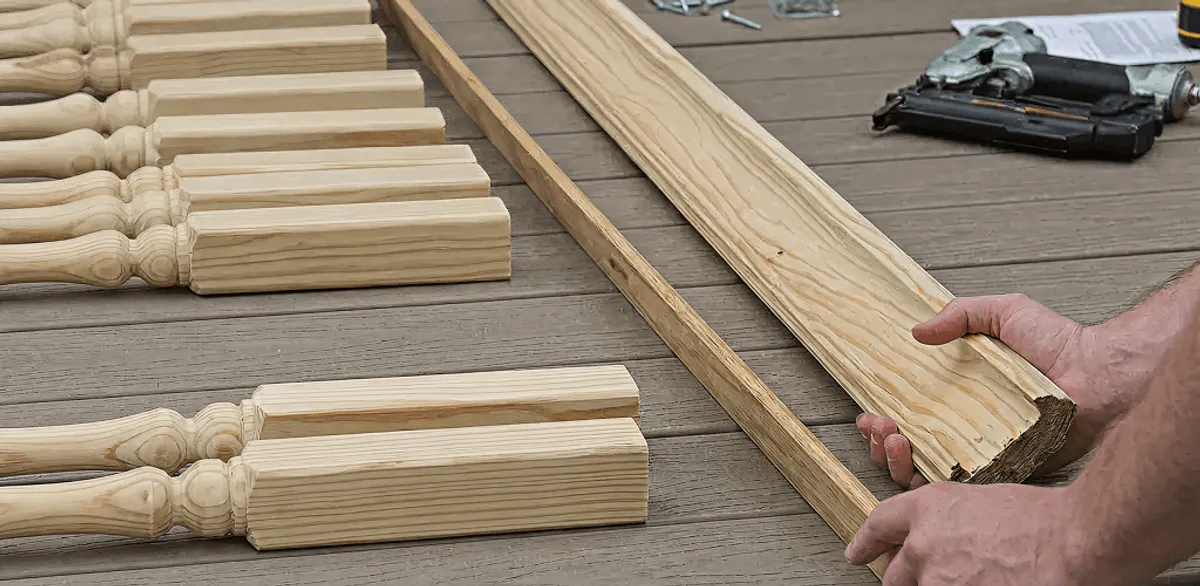 Handrail installation materials and wood components for stair rail work in Cape Coral, FL